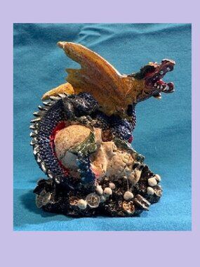 Blue Miniature Dragon Figurine 3 1/2" tall Green Medieval Fantasy 0154-PDK95
